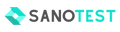 Afbeelding van het Sanotest logo, een modern en strak ontwerp met een professionele uitstraling. Het logo bevat de naam 'Sanotest' in duidelijke letters, passend bij het merk dat betrouwbare gezondheidstests aanbiedt