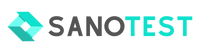 Afbeelding van het Sanotest logo, een modern en strak ontwerp met een professionele uitstraling. Het logo bevat de naam 'Sanotest' in duidelijke letters, passend bij het merk dat betrouwbare gezondheidstests aanbiedt