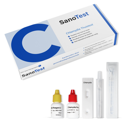 Chlamydia thuistest sanotest met de verpakking + inhoud op de foto